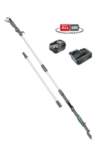 GARDENA  Nożyce akumulatorowe do gałęzi HighCut 360cm - zestaw z akumulatorem 4 Ah i szybką ładowarką Bosch